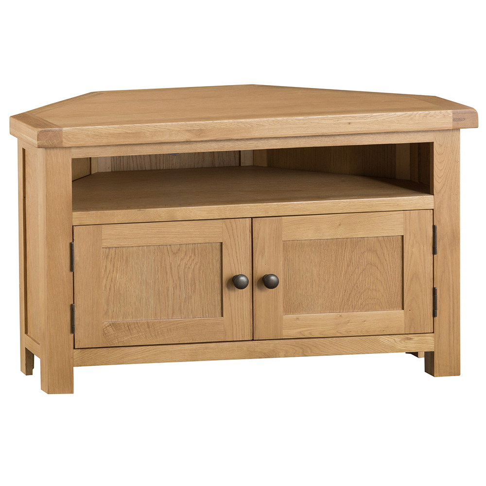 Classic Corner TV Unit - Medium Oak Finish
