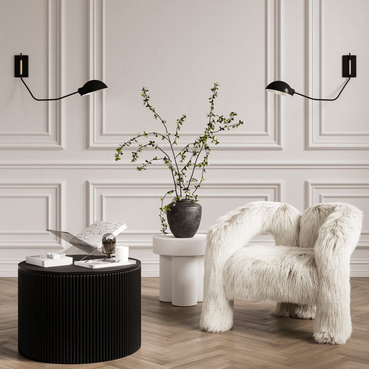 ELEN Ash Veneer Coffee Table - Black