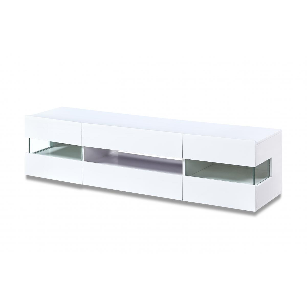 Totnes White High Gloss TV Unit with LED Feature - 4 Compartments