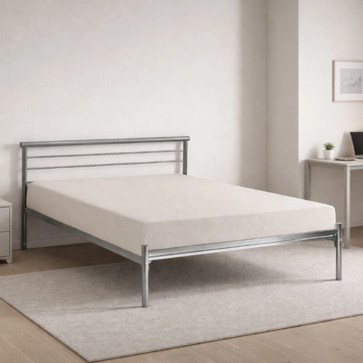 Contract Mesh Silver Metal Bed Frame - 5ft Kingsize