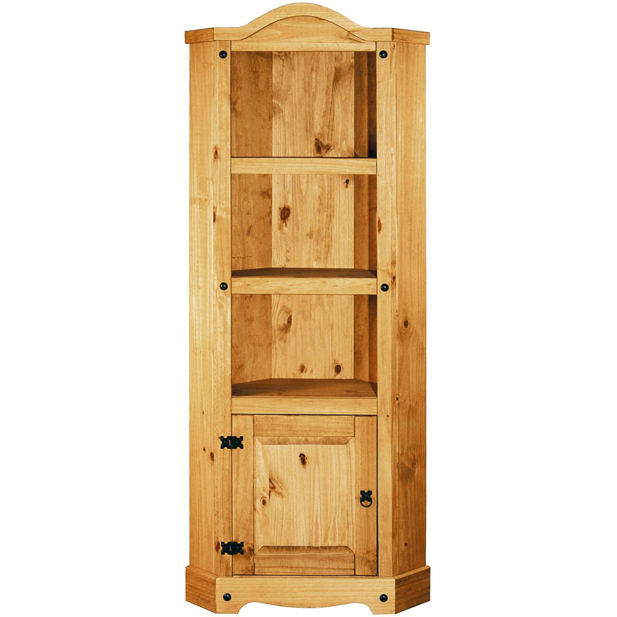 Waltham Distressed Solid Waxed Light Pine Corner Display Unit - Natural