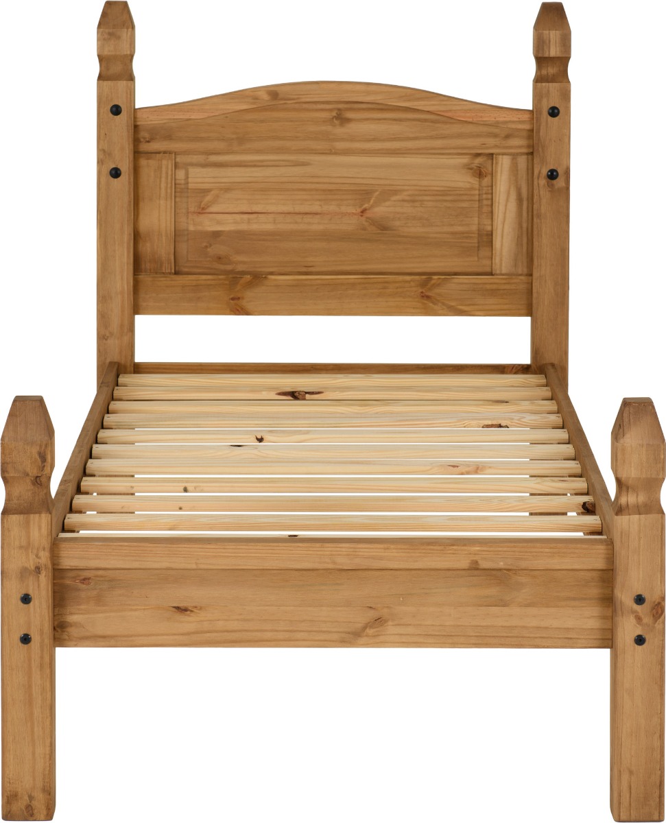 Corona 3ft Single Bed Low Foot End - Distressed Waxed Pine