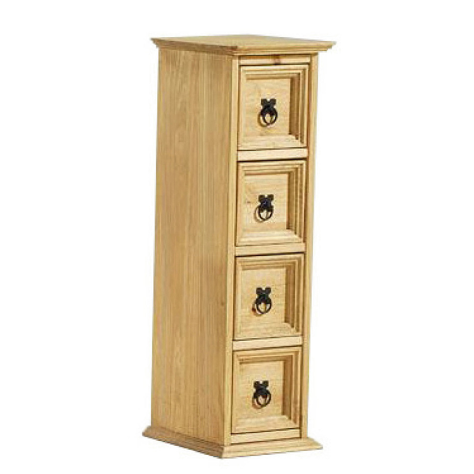 CARLISLE VII Pine Finish Chest of Drawers - Tallboy, Small-sized, 4 Drawers