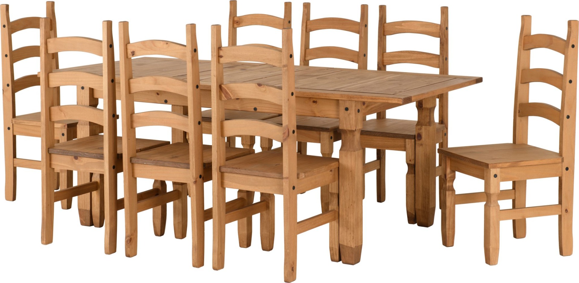 Corona Extending Dining Set(8 Chairs) - Distressed Waxed Pine