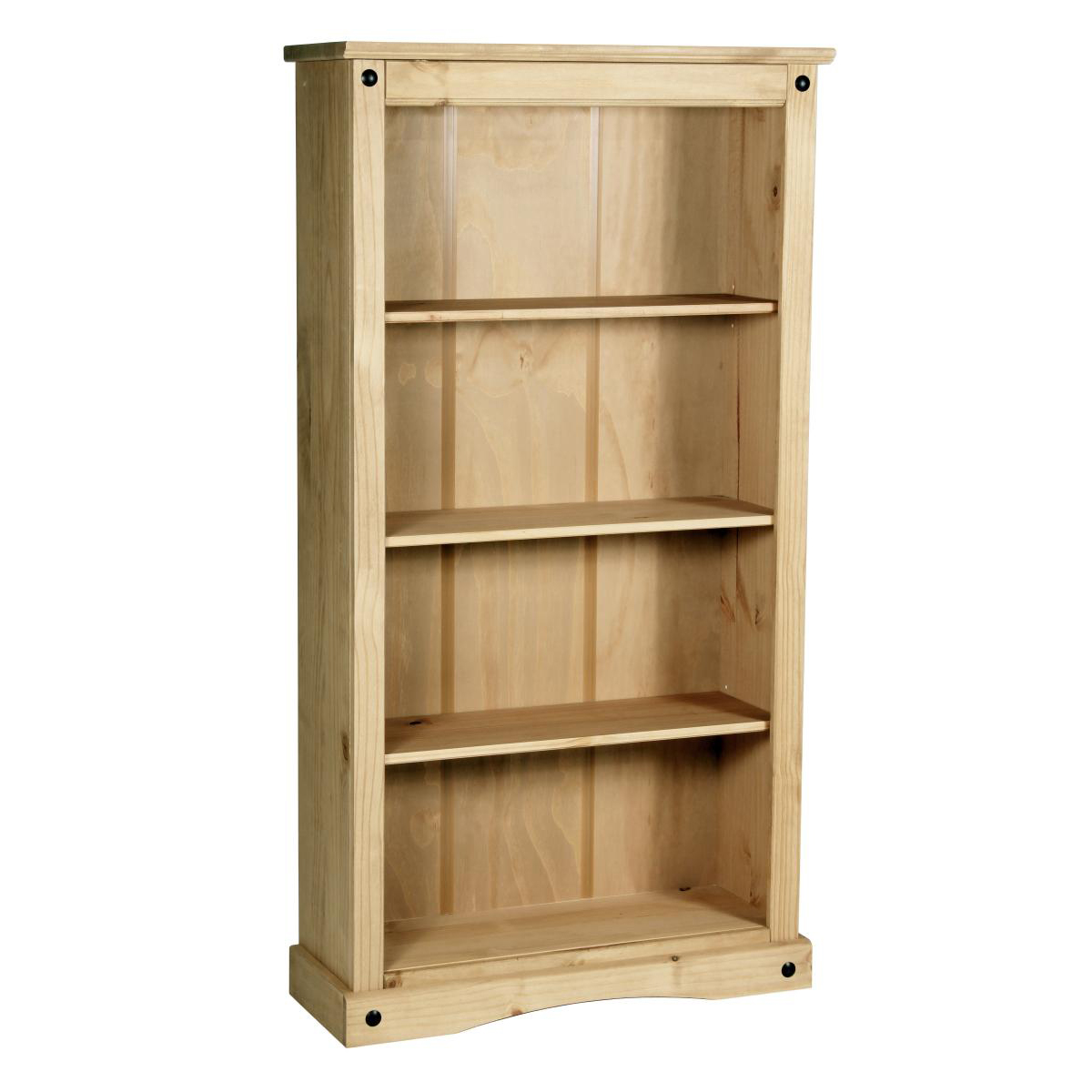 Waltham Distressed Solid Waxed Light Pine Wooden Bookcase with 3 Shelves - Medium