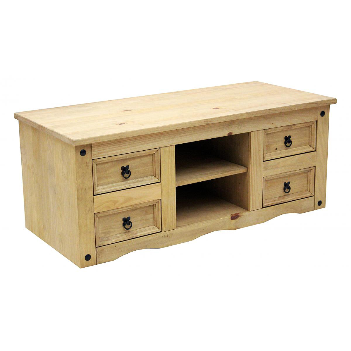 Waltham TV Plasma Wide 4 Drawers Solid Pine with Shelf - Natutal