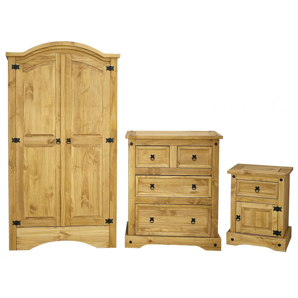 CARLISLE 2 Door Wardrobe Set 3 Piece - Brown