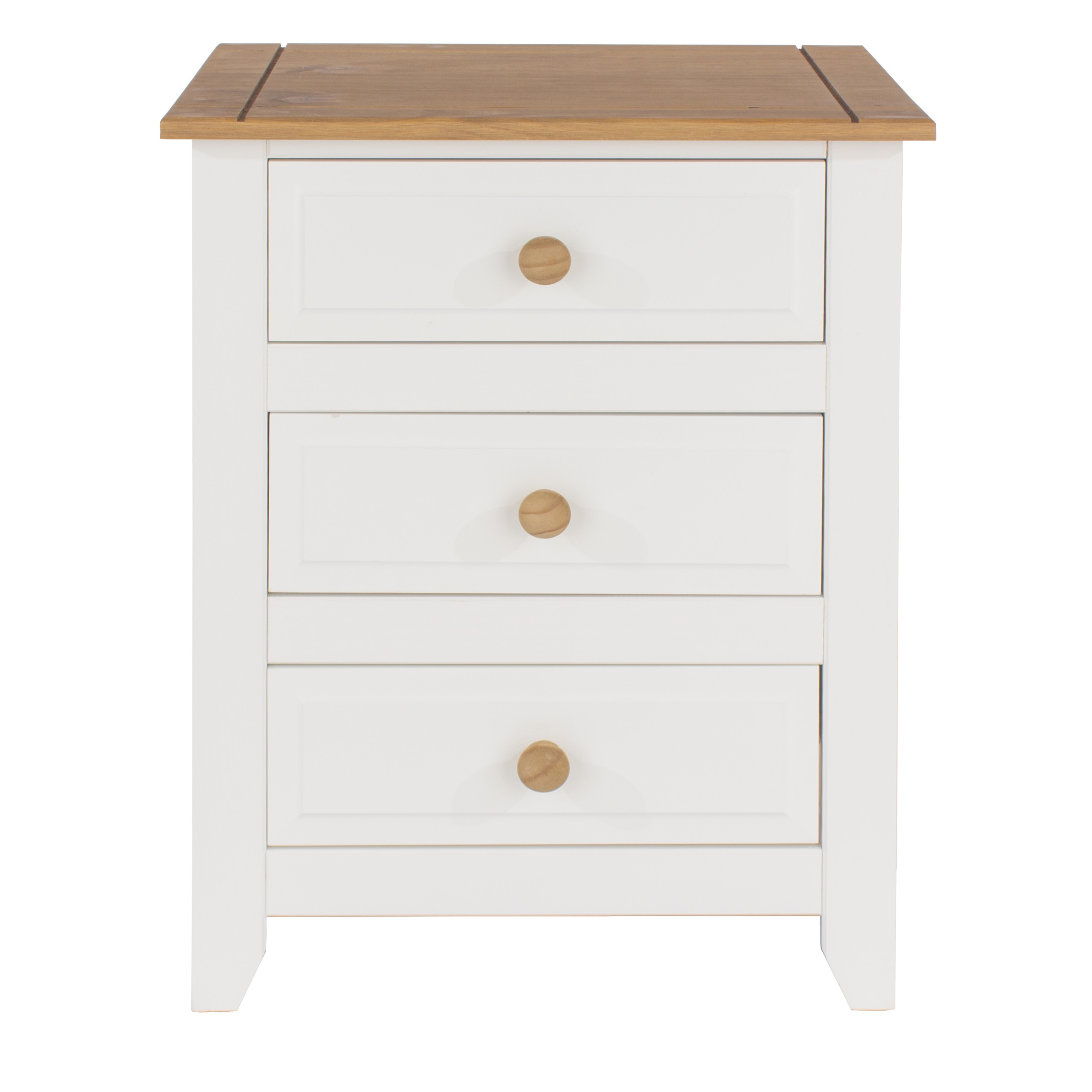 Bedside Table - CAPRI 3 Drawer Nightstand White 52.5cm