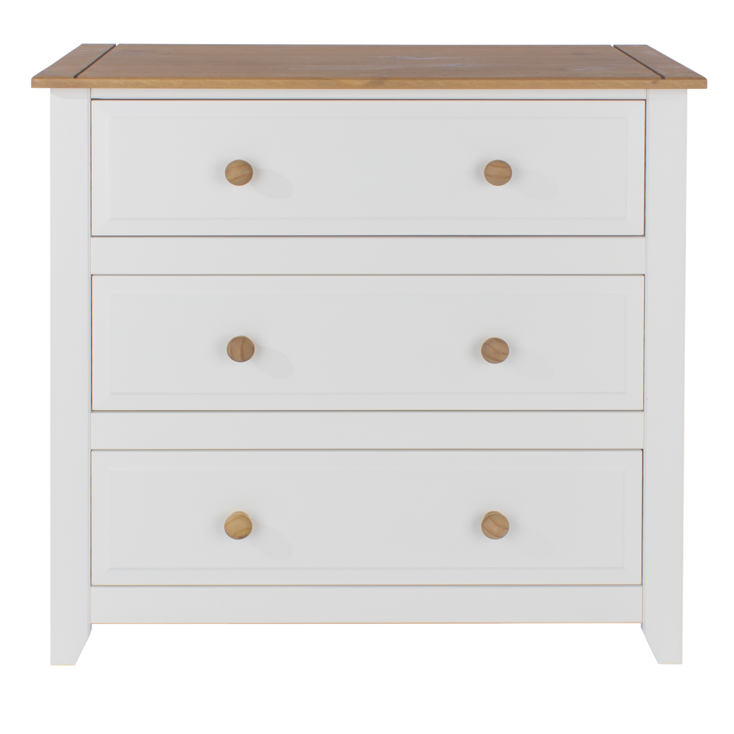 CHESTER White Chest of Drawers - Medium-sized, 3 Drawers