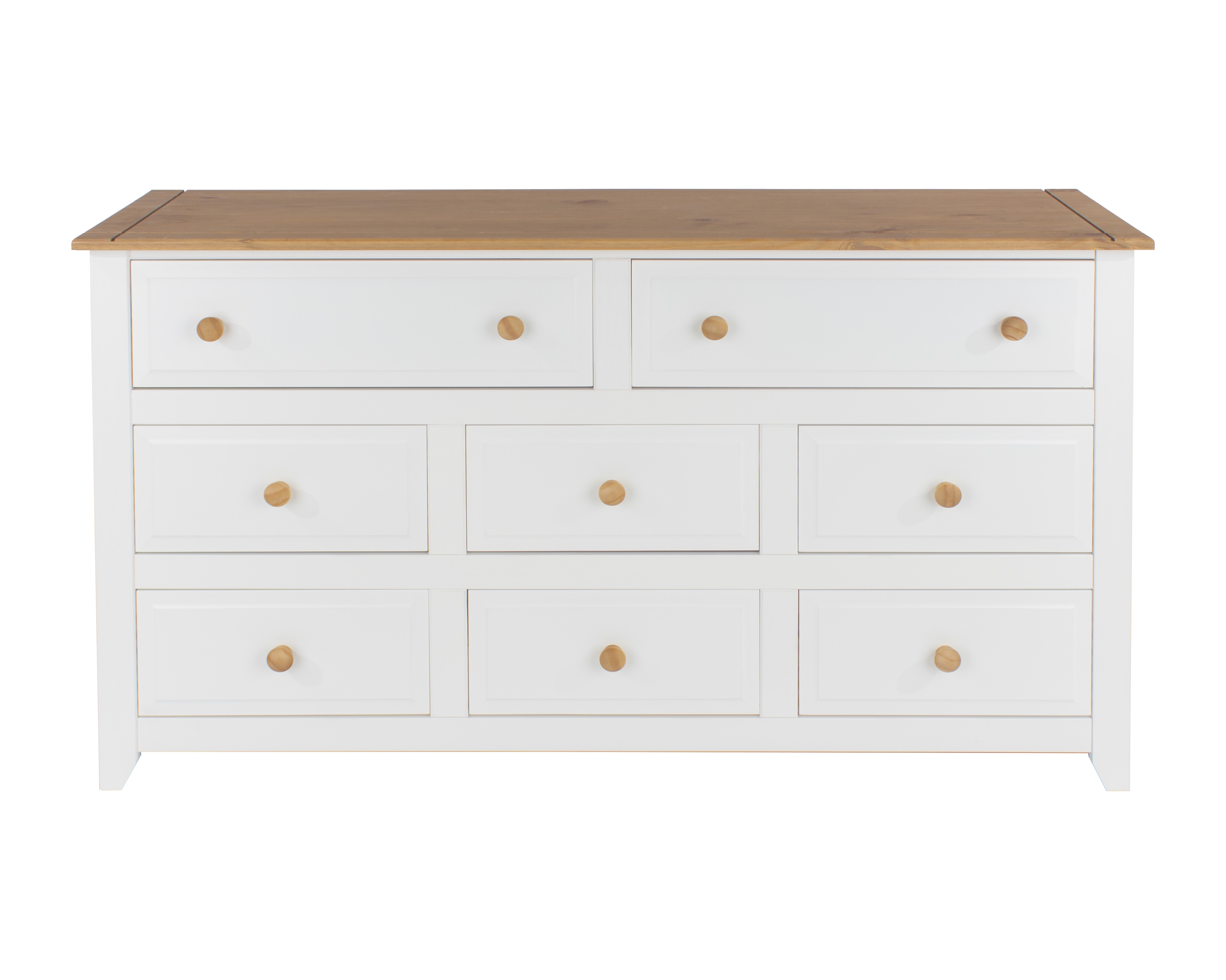 LOGAN White Chest of Drawers - Large-sized, 8 Drawers