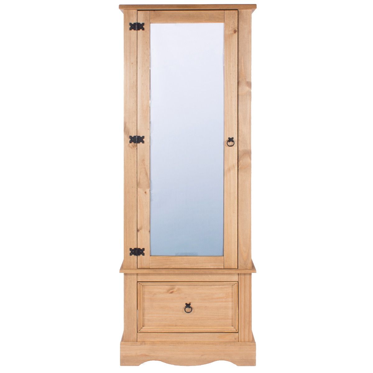 Corona Armoire Mirrored Wardrobe - Pine