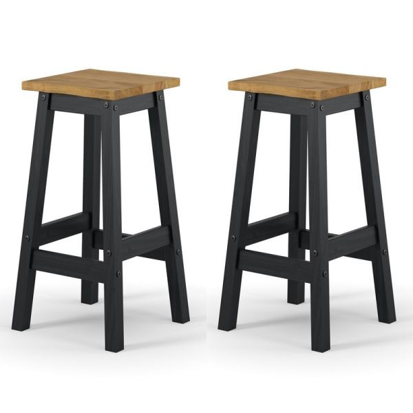 Kyla Live Edge High Breakfast Stools Set of 2 - Pine