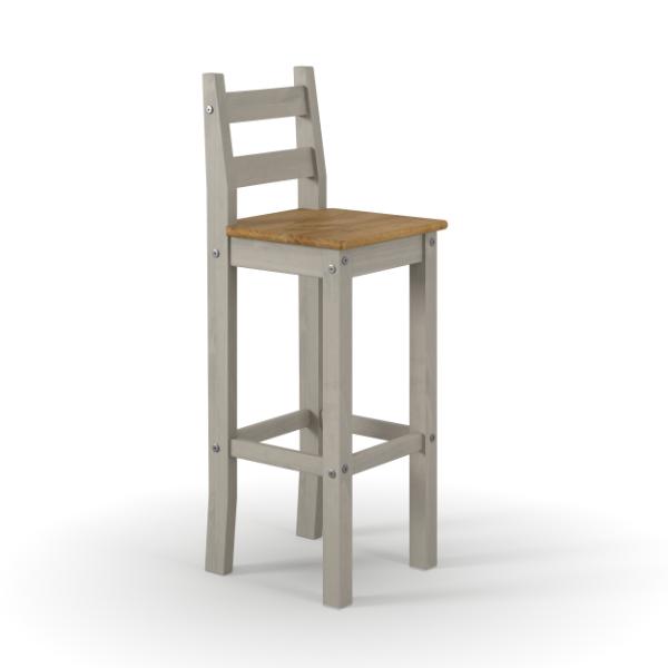 Ethans Pair of High Breakfast Bar Chairs - Grey
