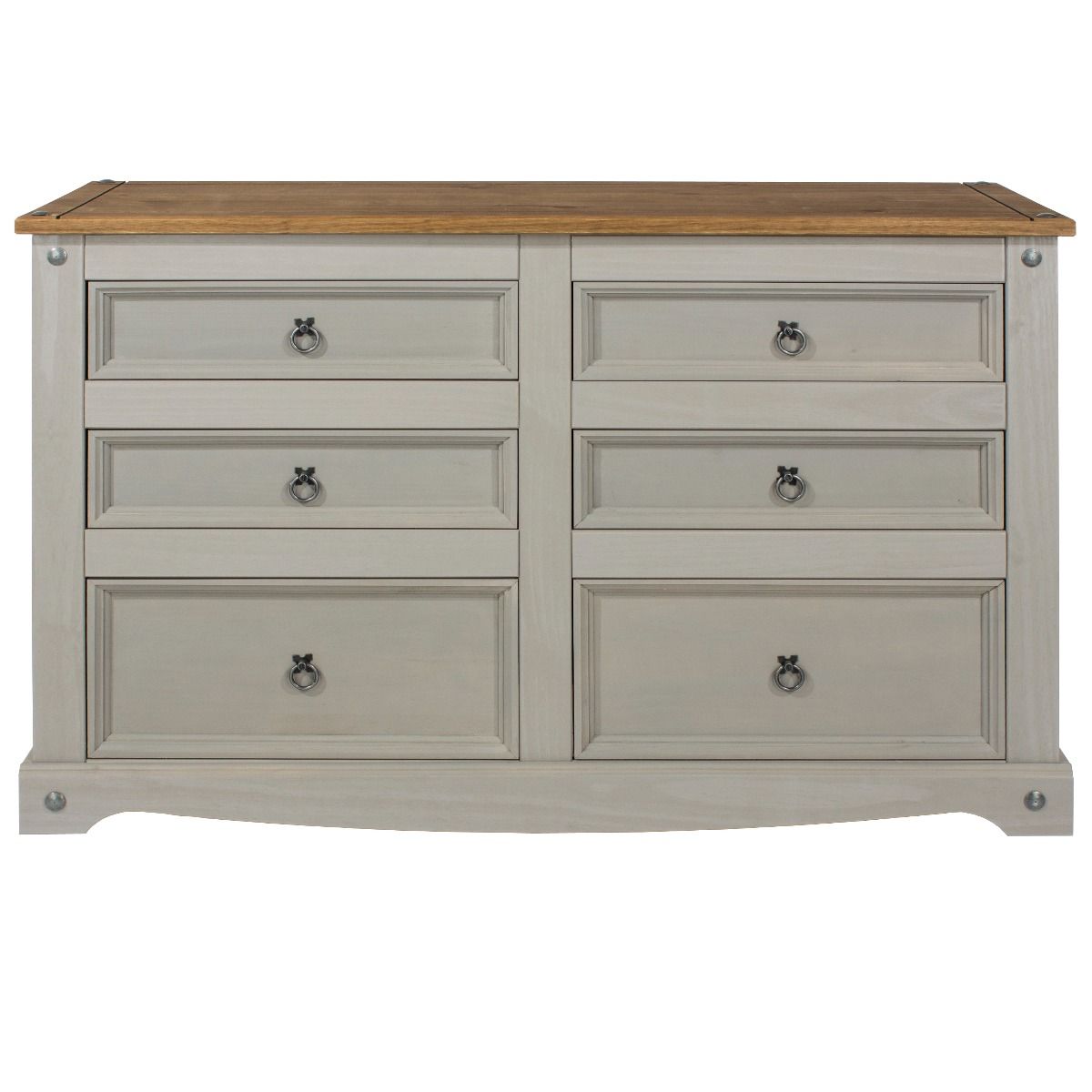 CECILIA Grey Chest of Drawers - Large-sized, 6 Drawers