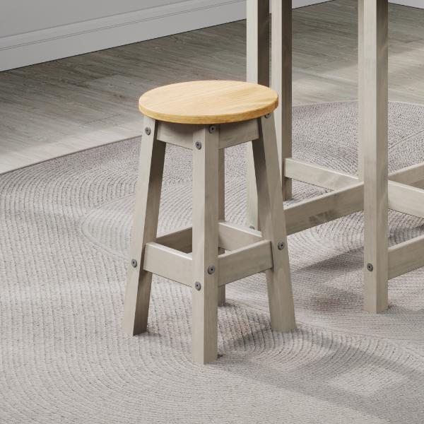 Ethans Round Set of 2 Breakfast Stools - Pine