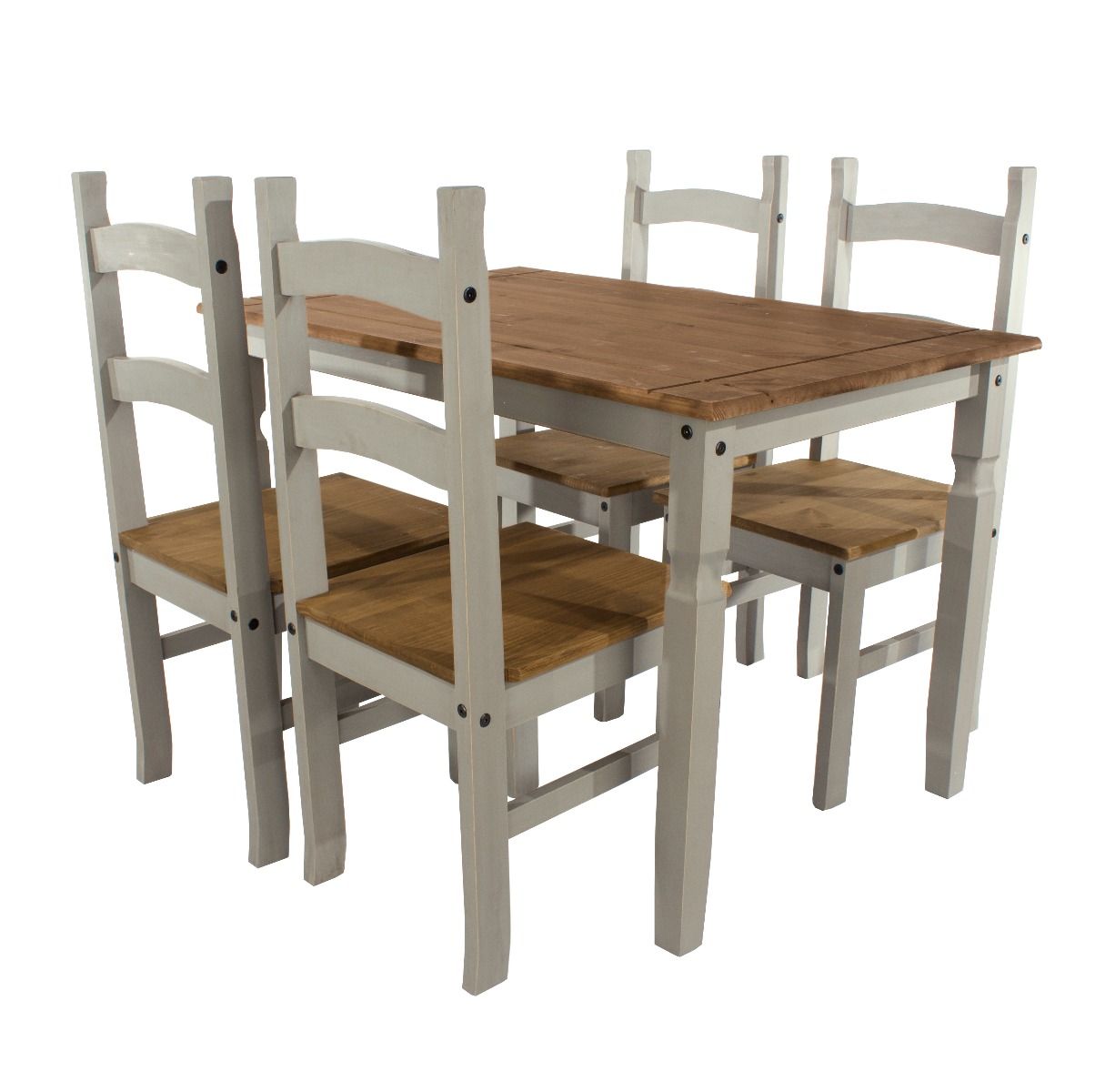 Corona Rectangular Dining Table & 4 Chair Set - Grey