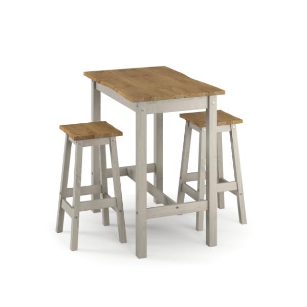 Ethans Live Edge Large Breakfast Bar Set with Stools - Grey