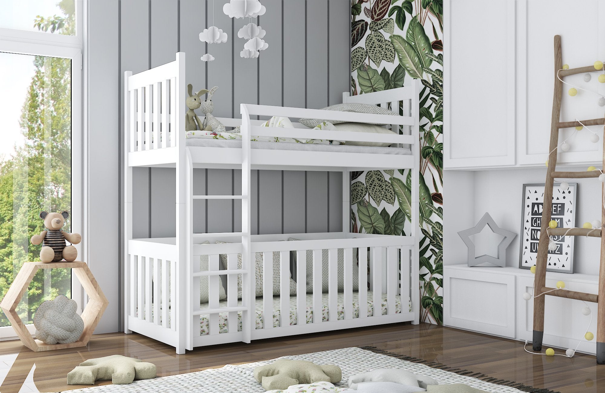 Kristofer Wooden Bunk Bed with Cot Bed - White