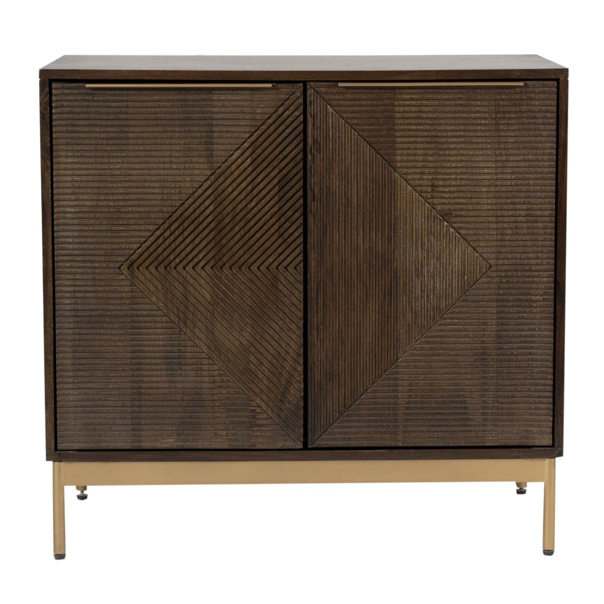 Cristina Grooved Design 2 Doors Small Sideboard - Mango Dark Finish