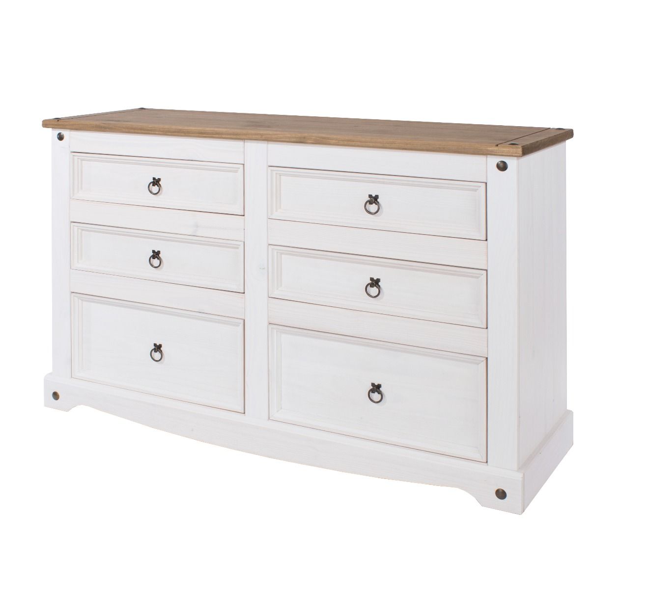 COBURG White Chest of Drawers - Large-sized, 6 Drawers