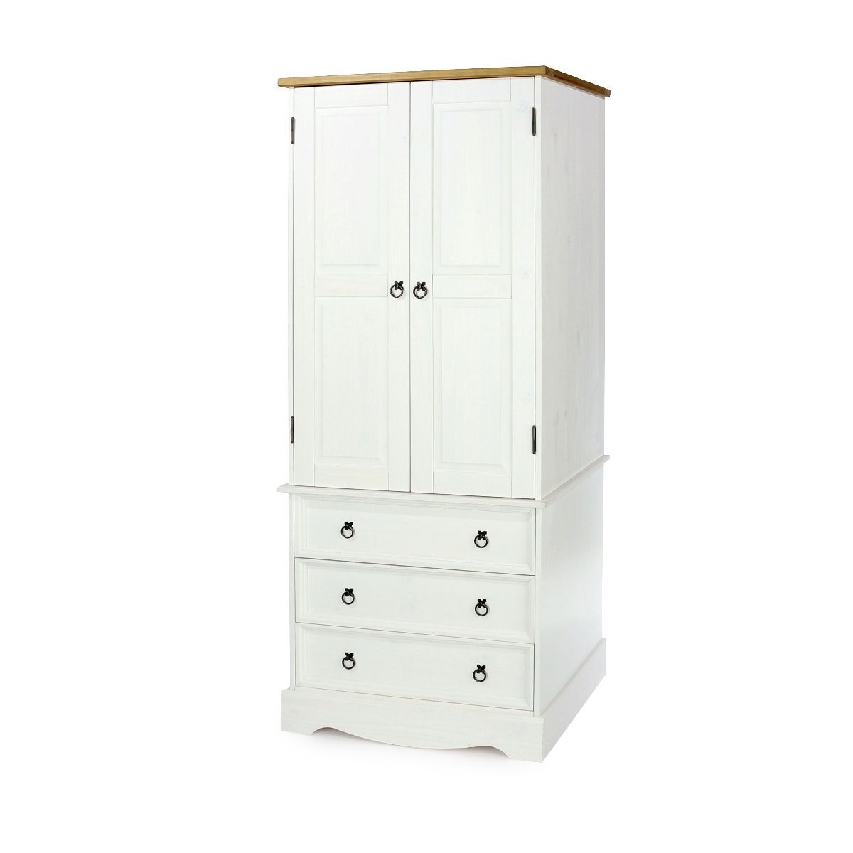 COBURG 2 Door Wardrobe with 3 Drawers White - 76.5cm