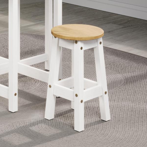 Ethans Round Set of 2 Breakfast Stools - White