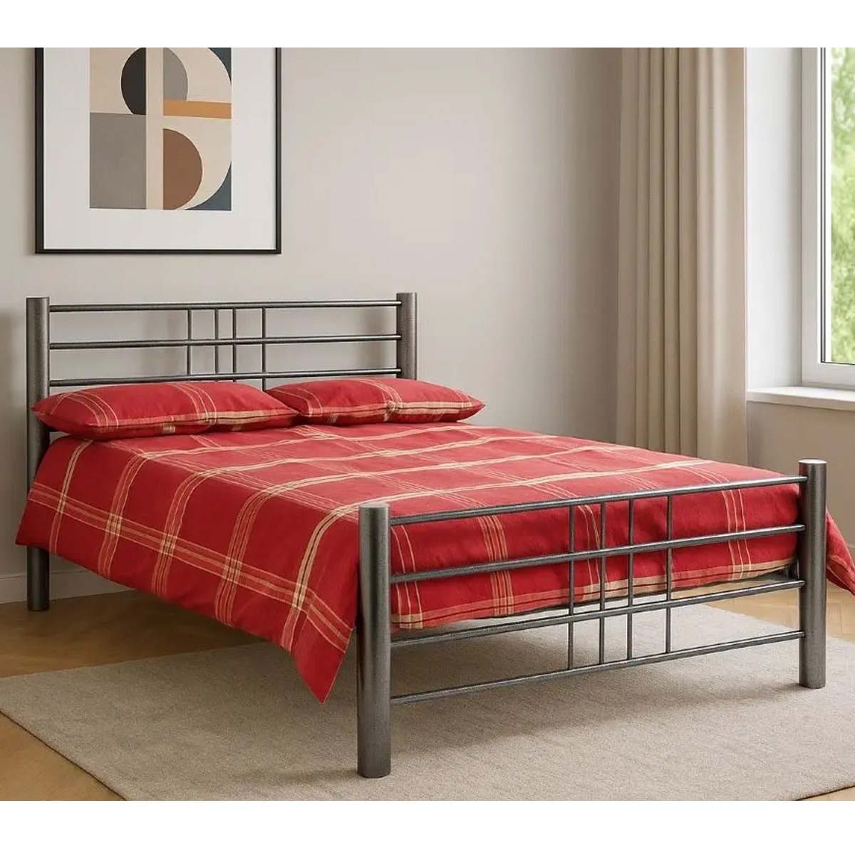 Cuba Hammered Silver Metal Bed Frame - 3ft Single