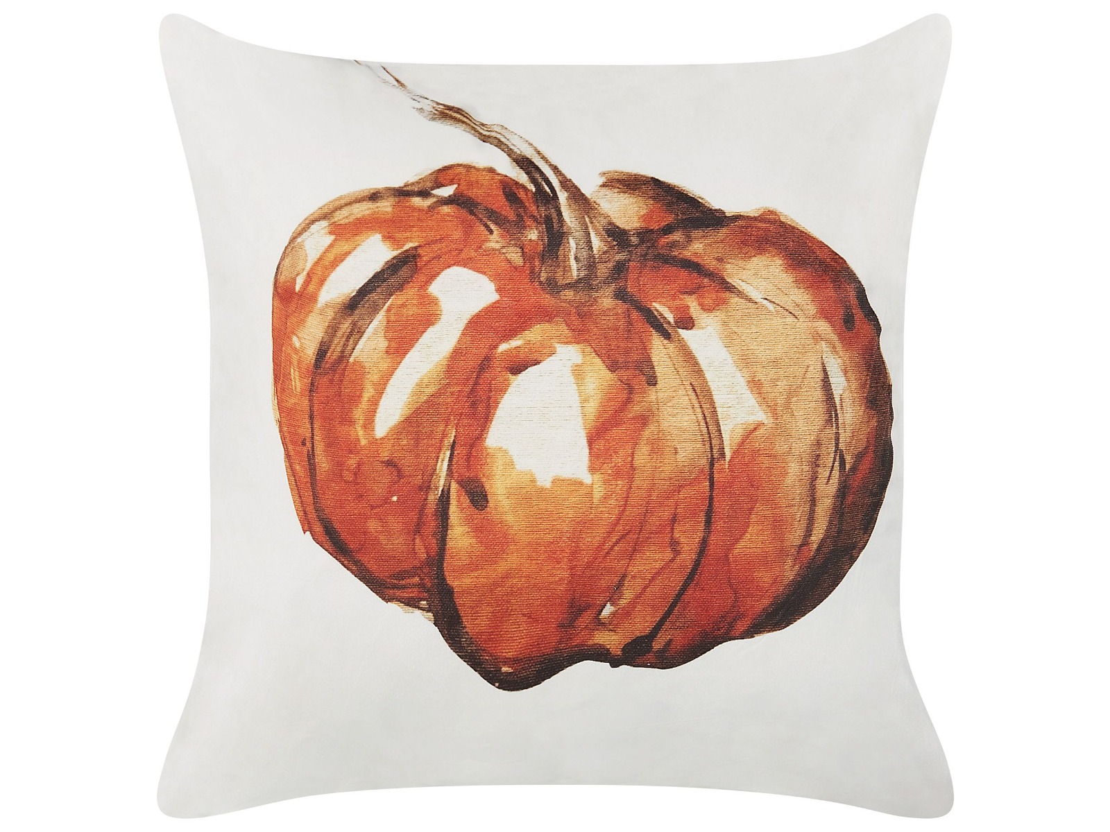 Velvet Cushion Pumpkin Motif 45x45cm Beige and Orange