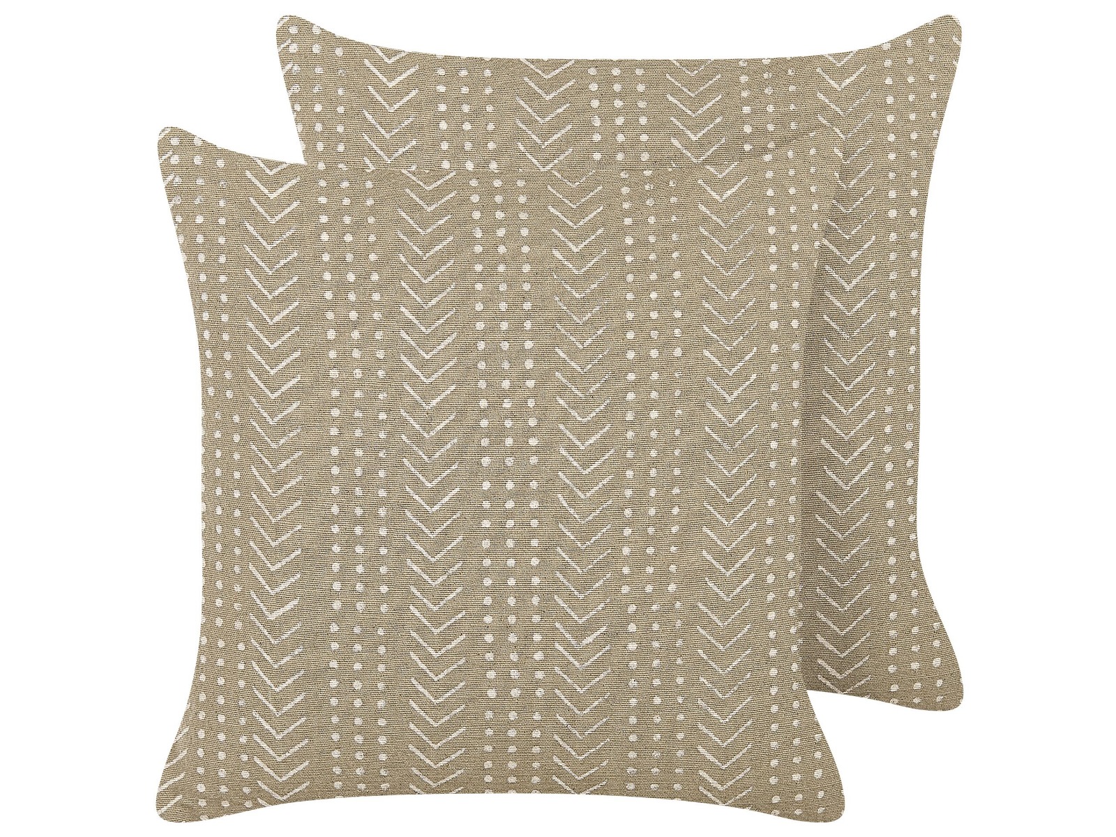 Set of 2 Cotton Cushions Geometric Pattern 45x45cm Taupe