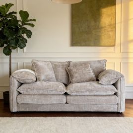 RIVINGTON Chenille Fabric 2 Seater Scatterback Sofa - Beige