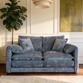 RIVINGTON Chenille Fabric 2 Seater Scatterback Sofa - Grey
