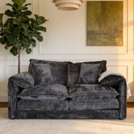 RIVINGTON Chenille Fabric 2 Seater Scatterback Sofa - Black