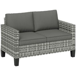 SUNVISTA Two-Seater Rattan Outdoor Sofa - Light Grey