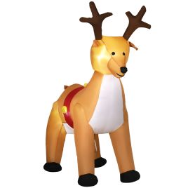 Debbie 1.8m Christmas Inflatable Reindeer with LED Lights Xmas Deer Decoration Blow Up Decor for Holiday Outdoor