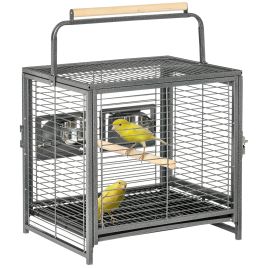 Metal Parrot Cage Bird Carrier Green Cheek Canary Parakeet Cockatiel Small Parrot Travel Breeding Cage Wooden Perch Black