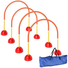 PAWSTER 4 Piece Dog Agility Training Equipment with 4 Adjustable Width Doors, Carry Bag, for Garden, Orange