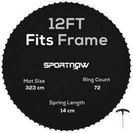 SPORTNOW Replacement Trampoline Mat with Spring Pull Tool and 72 V-Hooks, Fits 12ft Trampoline Using 14cm Springs
