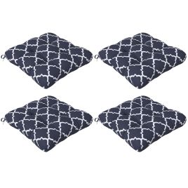 4-Piece Seat Cushion Pillows Replacement, Patio Chair Cushions Set with Ties for Indoor Outdoor, Blue
