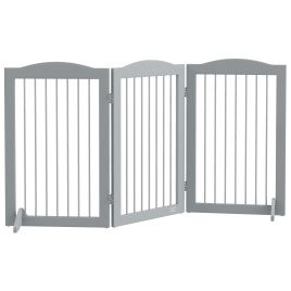 Foldable Dog Gate with Support Feet for Staircases Hallways Doorways - Grey