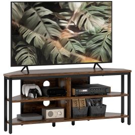 HERON Industrial-Style Corner TV Unit - Black/Brown