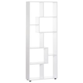 8-Tier Freestanding Bookcase w/ Melamine Surface Anti-Tipping Foot Pads Home Display Storage Grid Stand Modern Style - White