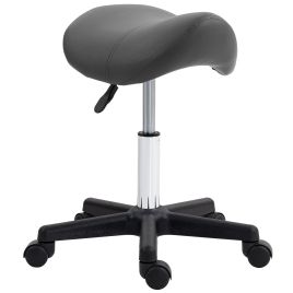 Scott PU Leather Rolling Salon Chair with Steel Frame - Grey