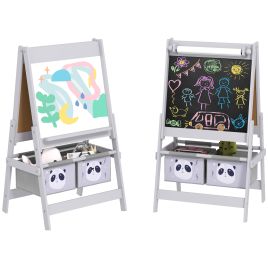 AIVAGO 3-In-1 Kids Easel with Paper Roll, Art Easel, with Storage - Grey