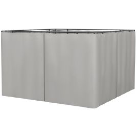 3 x 3M Universal Gazebo Sidewall Set with 4 Panels, Hooks/C-Rings Included for Pergolas & Cabanas, Light Grey