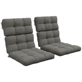 2-Piece Seat Cushion Replacement with Backrest, Garden Patio Chair Cushions Set with Ties, Charcoal Grey