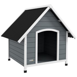 Shelley Outdoor Dog House with Removable Floor for Large Dogs - Wooden Grey