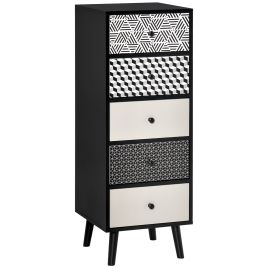 Black Chest of Drawers - HERON Tallboy Medium Chest  5 Drawers