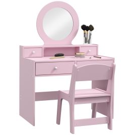 Kinsey Kids Dressing Table Set Makeup Table with Stool and Mirror - Pink