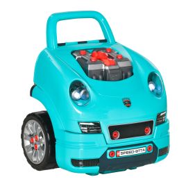 Kids Truck Engine Toy Set, Educational Car Service Station Playset, Take Apart Workshop, w/ Steering Wheel, for 3-5 Years Old Teal Green