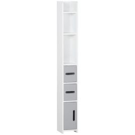 Modern Bathroom Storage Cabinet, Freestanding Tall Bathroom Cabinet with Open Shelves and 3 Cupboards with Door, for Bedroom Hallway, Grey